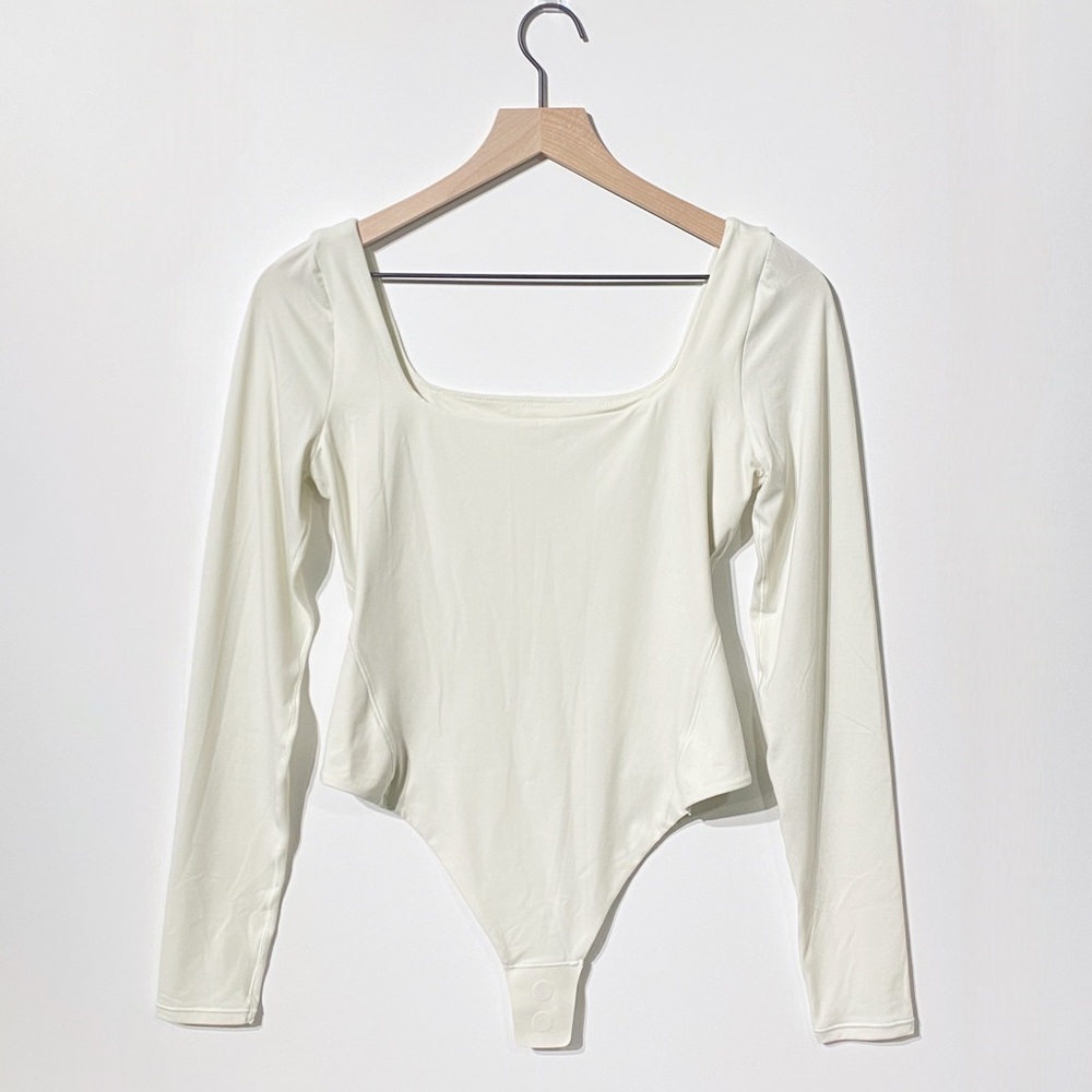 Lululemon Nulu Square Neck Long Sleeve Bodysuit BONE
